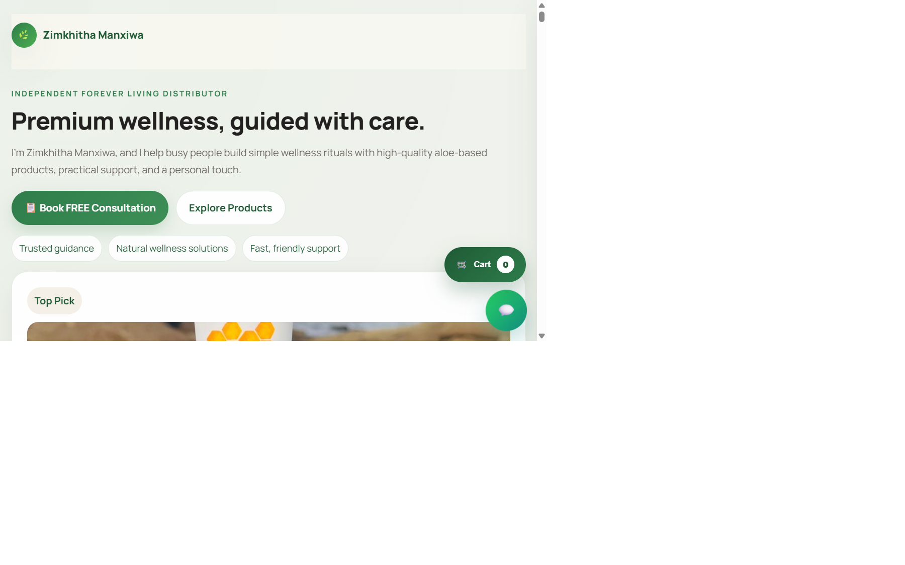 Homepage screenshot of Zim Wellness website inside browser frame